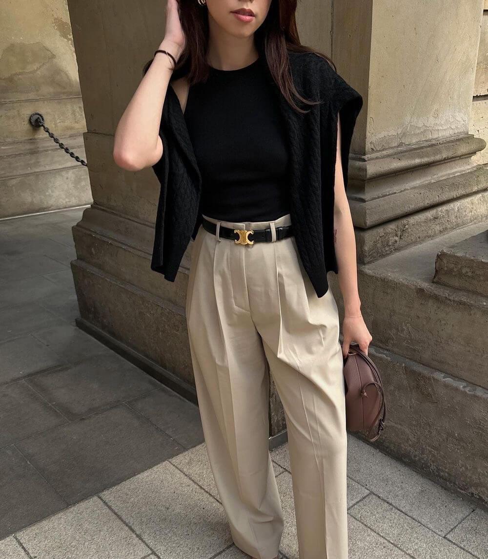 חגורה אלגנטית – גימור שיק ובוקל זהב אופנתי