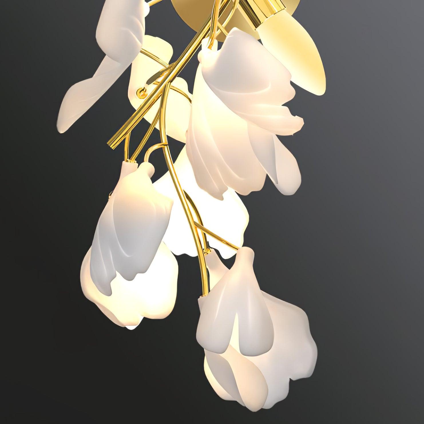 Lampada da parete floreale - Eleganza dorata e luce morbida