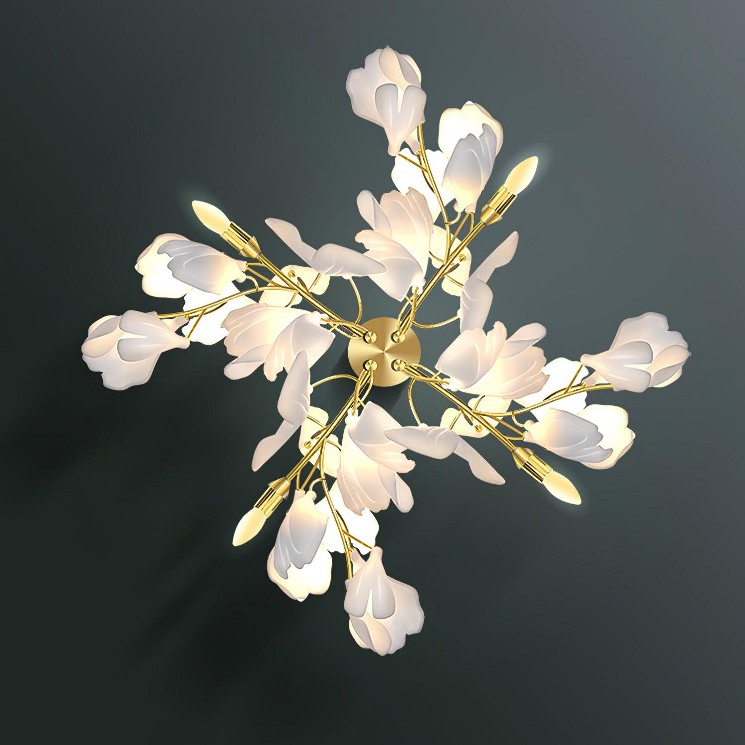 Lampada da parete floreale - Eleganza dorata e luce morbida