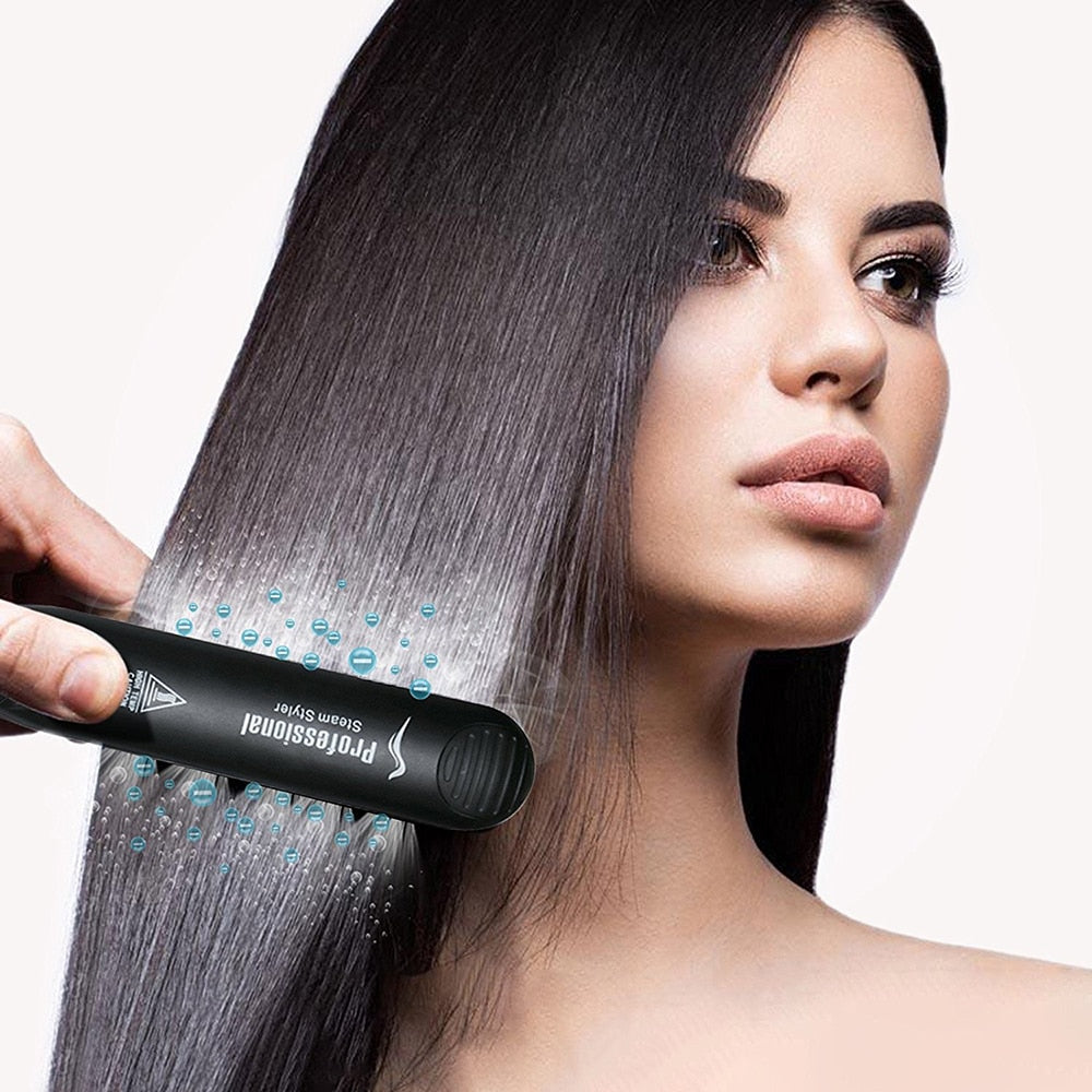 Plancha de Pelo de Vapor – Calentamiento Rápido y Resultado Duradero 