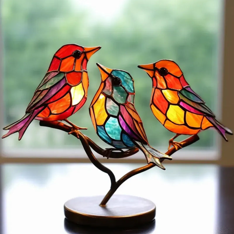 Ornament decorativ – Păsări așezate pe o ramură 