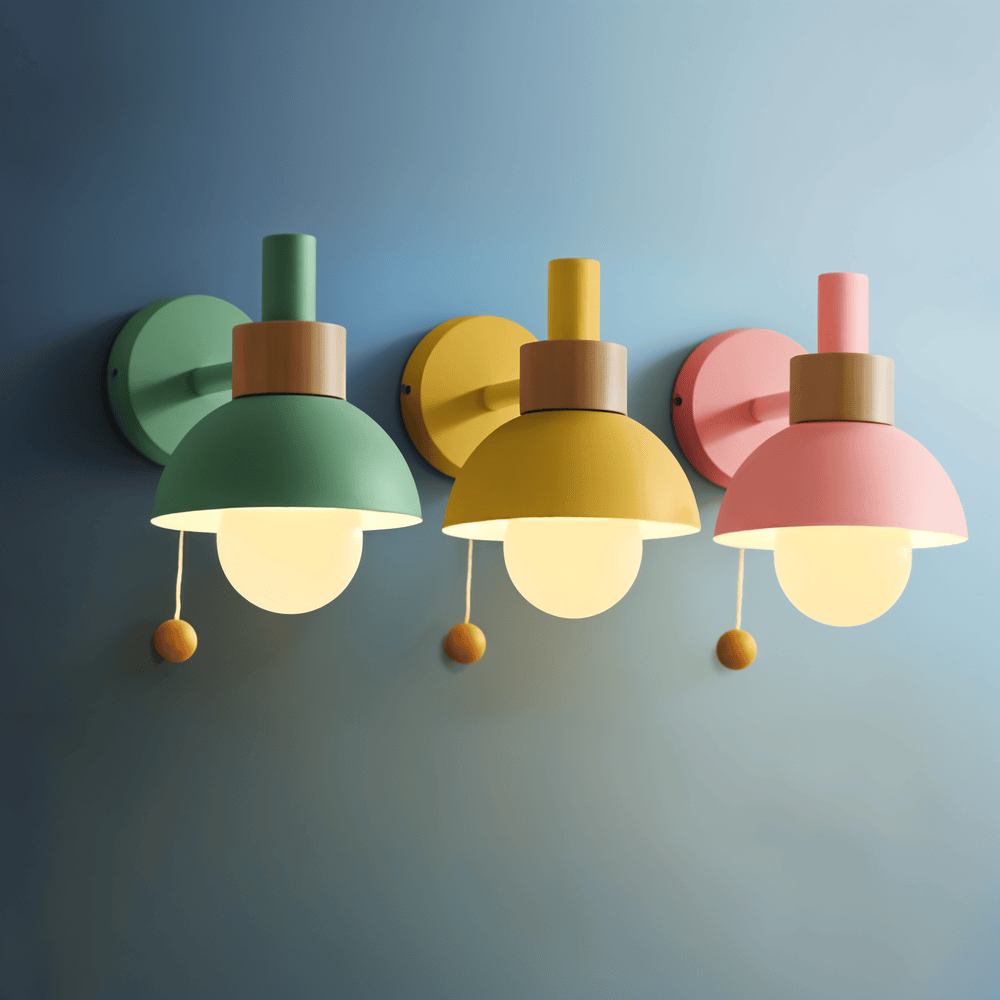 Pastelkleurige wandlamp met trekschakelaar - Zachte verlichting & moderne stijl