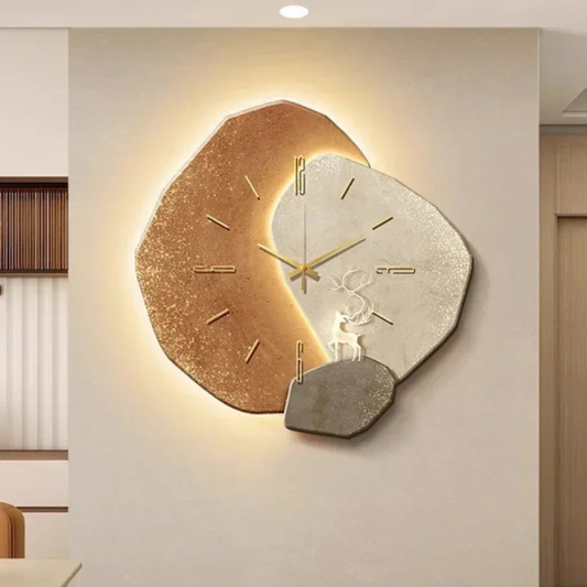 Grande Horloge Murale – Design Moderne Et Lumière LED Ambiante