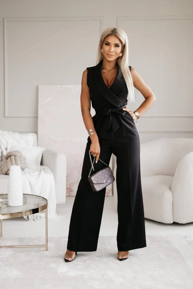 Natacha | Elegantní kombinéza – Křížový výstřih a zvýrazněný pas 