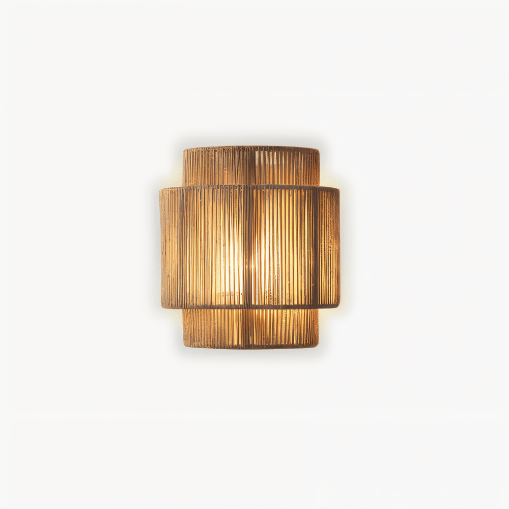 Rattanowa lampa ścienna z kloszem z liny konopnej - naturalne światło i autentyczny urok