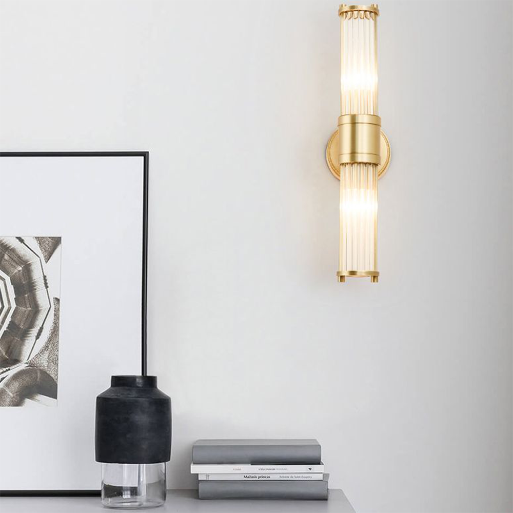 Nowoczesna cylindryczna oprawa ścienna - Style Moderne Doré En Métal Et Verre