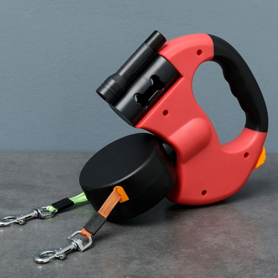 Deixa Retrátil Para Cães – Com Lâmpada LED E Distribuidor De Sacos 