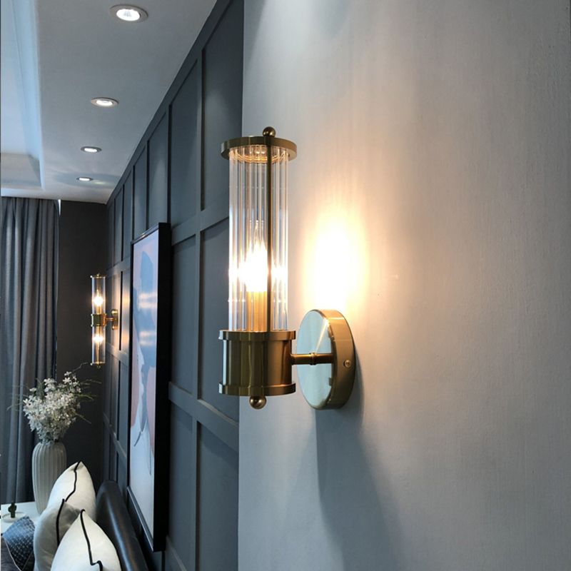 Nowoczesna cylindryczna oprawa ścienna - Style Moderne Doré En Métal Et Verre