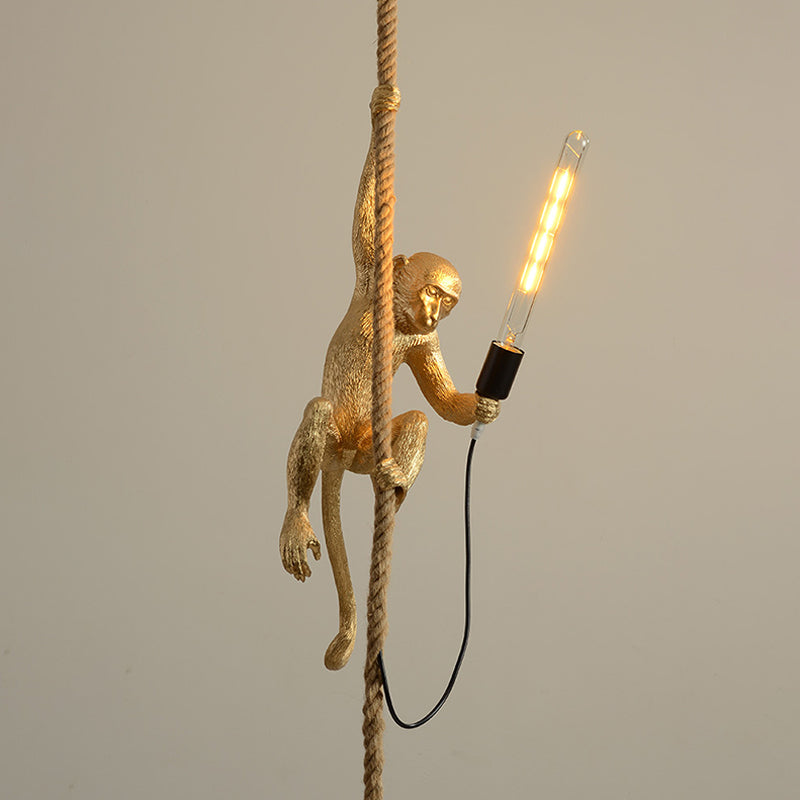 Lampe Suspendue Singe Avec Corde – Décoration Originale Et Ludique