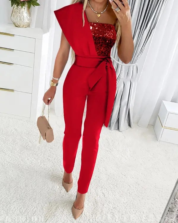 Bernice | Ensemble Élégant – Style Ceinturé Et Détail Pailleté
