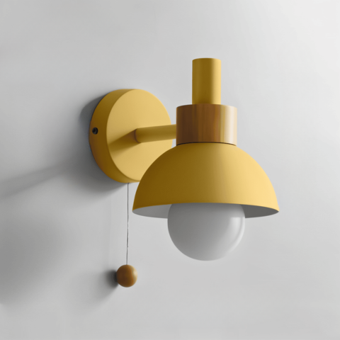 Pastelkleurige wandlamp met trekschakelaar - Zachte verlichting & moderne stijl