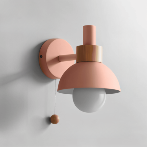 Pastelkleurige wandlamp met trekschakelaar - Zachte verlichting & moderne stijl