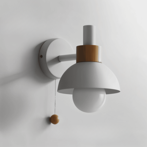 Pastelkleurige wandlamp met trekschakelaar - Zachte verlichting & moderne stijl