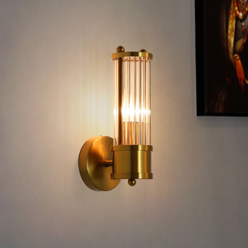 Nowoczesna cylindryczna oprawa ścienna - Style Moderne Doré En Métal Et Verre