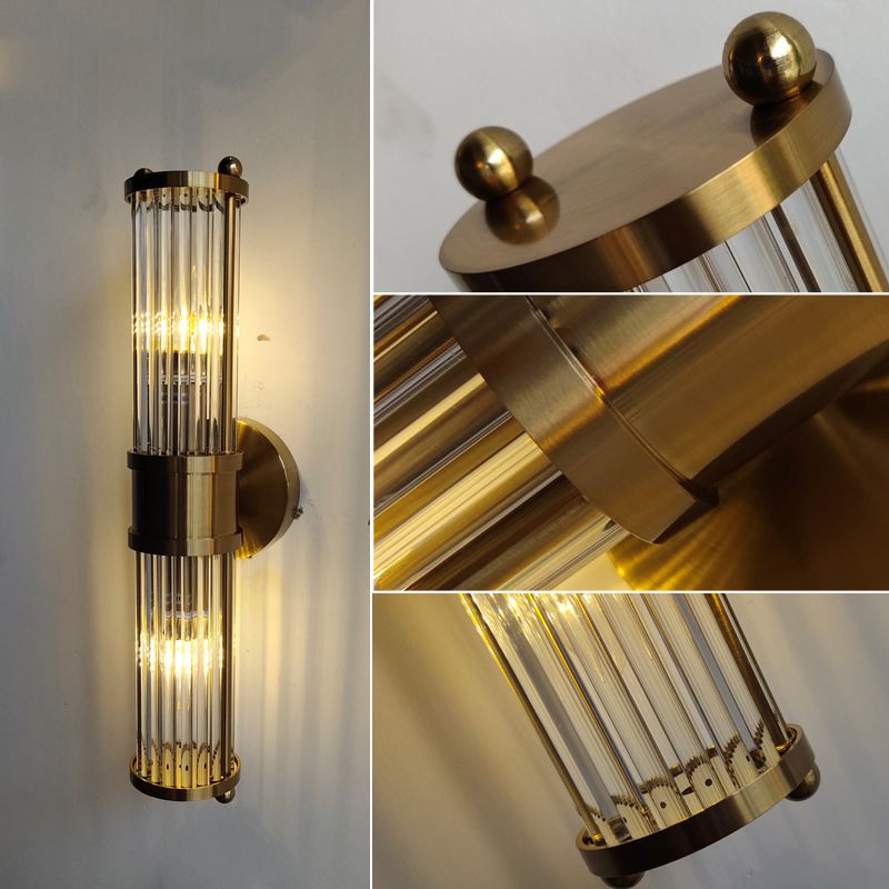 Nowoczesna cylindryczna oprawa ścienna - Style Moderne Doré En Métal Et Verre
