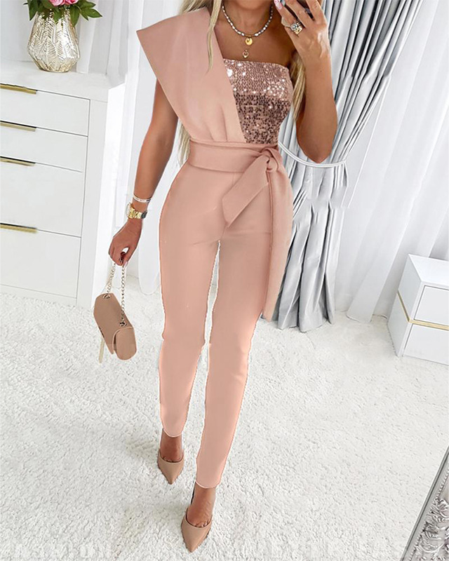 Bernice | Ensemble Élégant – Style Ceinturé Et Détail Pailleté
