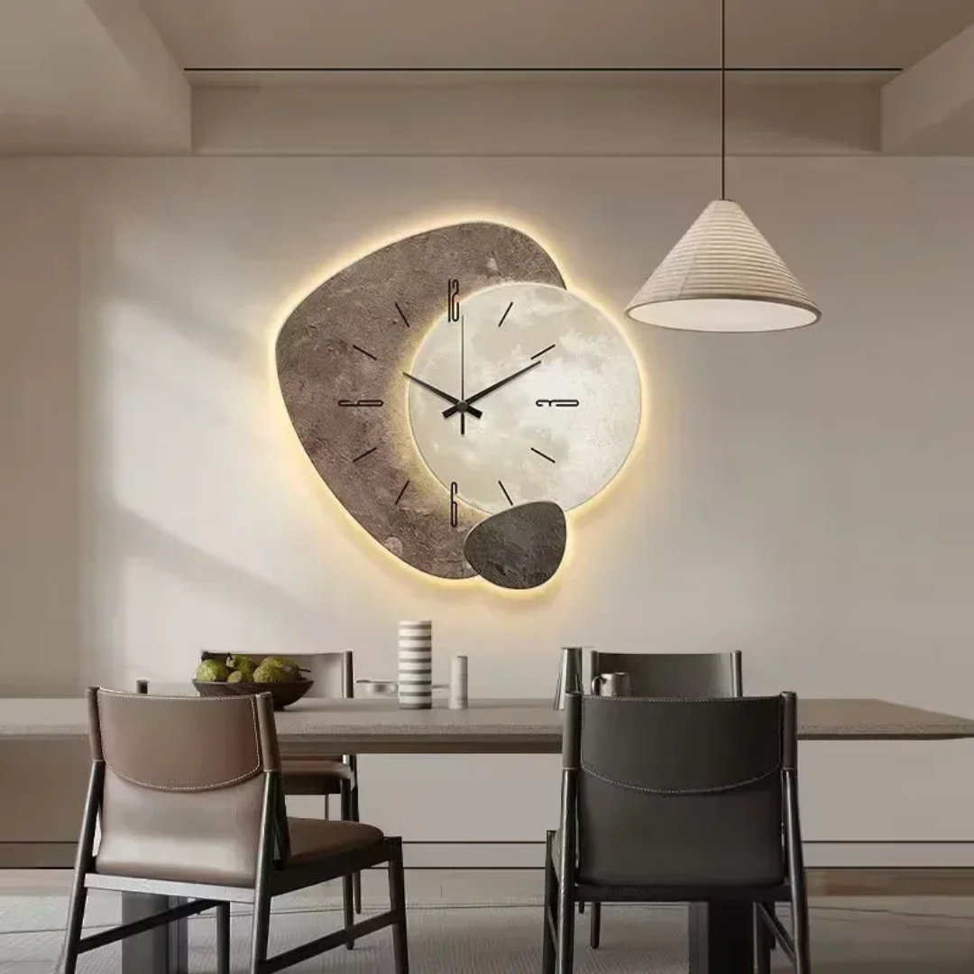 Grande Relógio de Parede – Design Moderno e Luz LED Ambiente 
