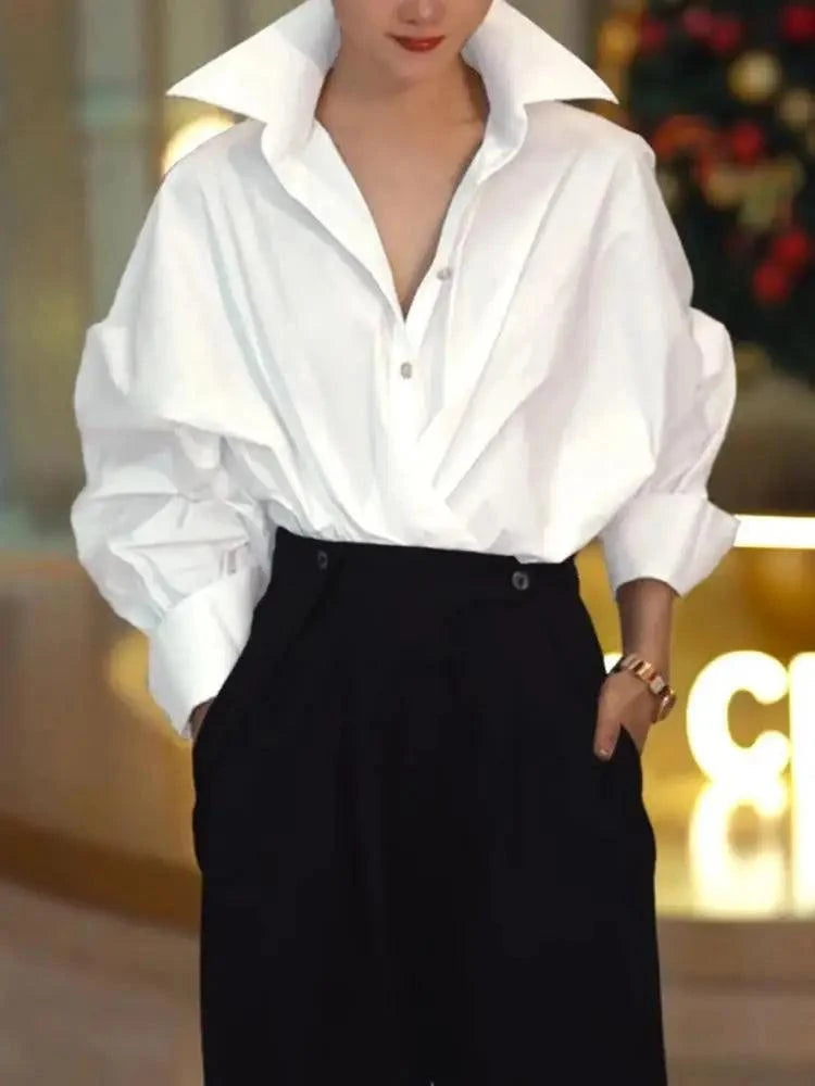 Sabrina | Blouse Ample — Col Rabattu Élégant