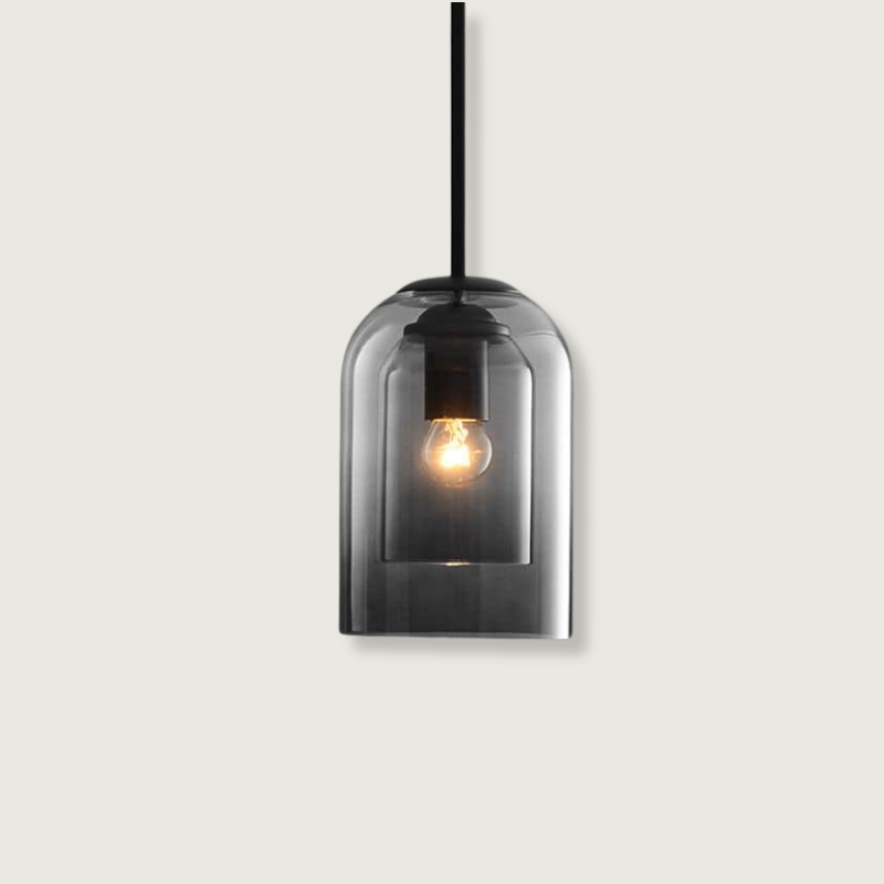 Vintage pendellampe i glass - dobbel metallfinish